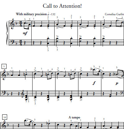 Call To Attention Sheet Music and Sound Files for Piano Students